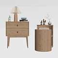 Modern Bedside Table Log Bedside Table Solid Wood Bedside Table Drawer Type 3d model