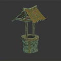 Traditional Garden Ornament With Tiled Roof Wooden Pillars And Stone Base