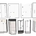 Modern Shower And Sauna Components With Glass Enclosures And Wooden Structures
