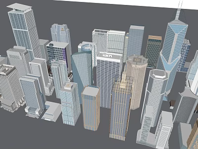 Modern Urban Cityscape With Diverse Skyscrapers And High Rise Buildings 3d model