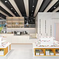 Bright Modern Book Art Store Interior Featuring Bookshelves Display Tables And Ceiling Design