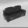 Modern Black Leather Two Seater Sofa With Smooth Surface And Armrests 3d model