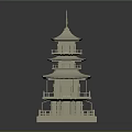 Traditional White Pagoda With Multiple Tiers Ornate Eaves Balustrade Base Platform And Stairs