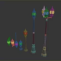 Vintage Outdoor Lighting Combinations With Various Heights Multiple Heads And Glass Shades