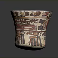 Traditional Handcrafted Ceramic Cup With Orange Interior And Colorful Geometric Patterns