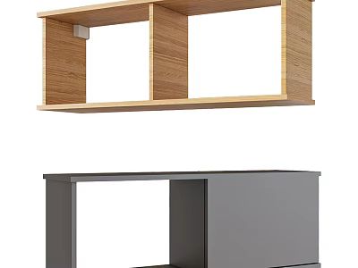 Modern Home Interior Wooden Console Cabinet and Grey Side Cabinet with Open Shelf Design 3d model