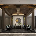 New Chinese Style Reception Hall Lobby Styling Pillars 3d model