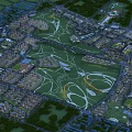 Aerial View Urban Planning With Green Spaces Building Layouts And Road Networks