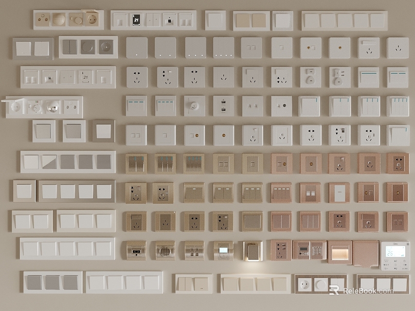 Modern Switch Panels Collection With Various Designs And Colors For Home Interior Use 3d model 