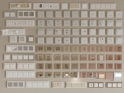 Modern Switch Panels Collection With Various Designs And Colors For Home Interior Use 3d model