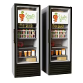 Commercial Double Glass Door Refrigerated Display Cases With Healthy Snacks And Beverages