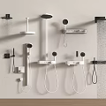 Multiple Style Wall Mounted Shower Heads Handheld Overhead Control Panel Designs With Water Spraying 3d model