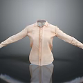 Light Orange Collared Long Sleeved Shirt with Button Front on Reflective Black Background 3d model