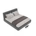 Elegant Modern Beige Upholstered Double Bed With Soft White Bedding For Cozy Minimalist Bedroom