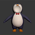 Cute 3D Cartoon Penguin Doll With Blue Body White Belly Red Bow Tie Orange Feet