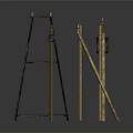 Metal Stands With Various Structures Yellow Brown Color Basket And Reflective Floor