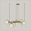 Modern Gold Chandelier With Circular Rings And White Spherical Shades For Interior Design