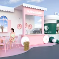 Pink Holland Milk Coffee Kiosk And Starbucks Photo Check In Spot With Round Windows