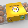 Fresh Brown Eggs in Transparent Plastic Tray With Yellow Box and Quality Label 3d model