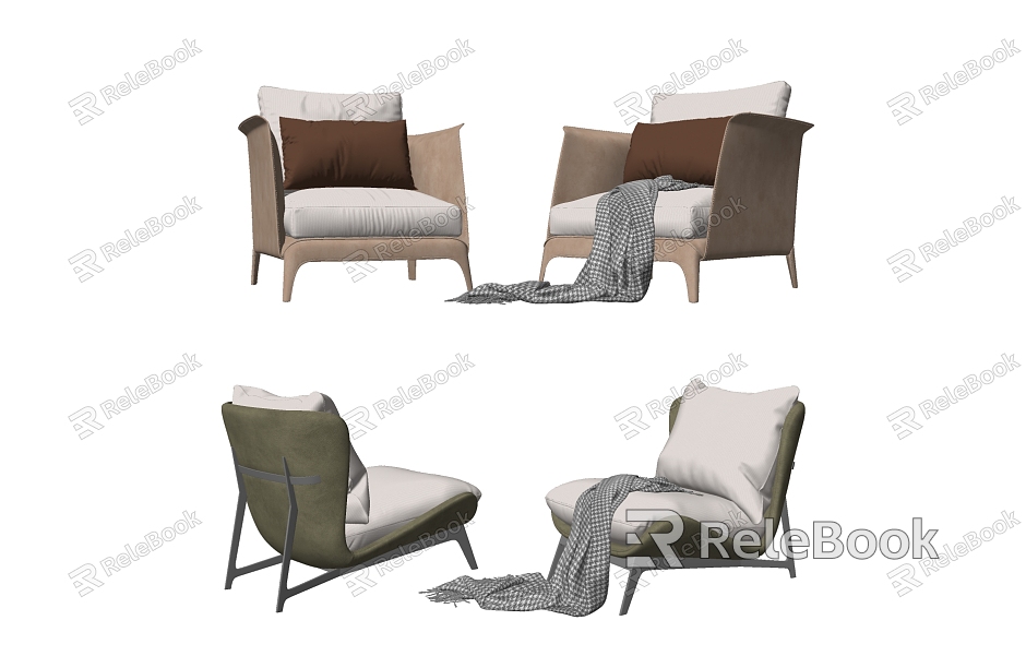 Modern Single Sofa Casual Chair Casual Sofa Coffee Table model