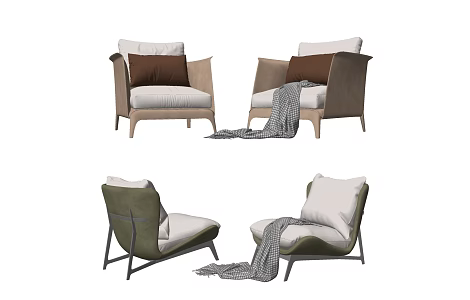 Modern Single Sofa Casual Chair Casual Sofa Coffee Table 3d model