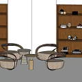 Rattan Sofa Combination Wall Cabinet Bookshelf 3d model