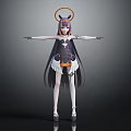 3D Anime Character With Fantasy Creature Features Purple Hair Halo And Feather Details