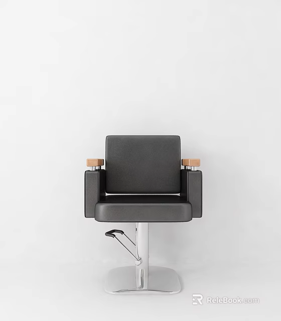 Black Massage Chair with Wooden Armrests and Silver Metal Base in Modern Design 3d model 