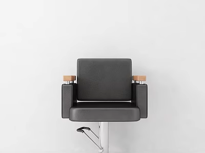 Black Massage Chair with Wooden Armrests and Silver Metal Base in Modern Design 3d model