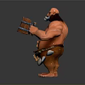 Muscular Bearded Man Holding Wooden Cask With Cloth Around Waist And Barefoot Rugged Appearance