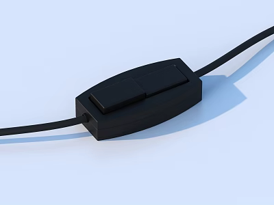 Practical Black Rectangular Cable Switch Device For Home Electrical Appliances Control 3d model