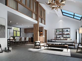 Nordic Duplex Living Room & Dining Room 3d model