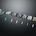 Various Colored Stone Pieces and Wooden Strips in Different Shapes for Design Collection