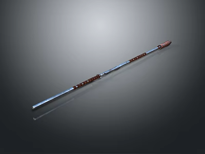 Traditional Martial Arts Weapon With Metal Shaft And Wooden Handle Design Details 3d model