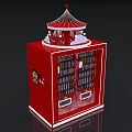 Red Commercial Vending Machine With Double Doors Decorative Pavilion Top And Product