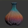 Fruit Shaped Vase With Blue to Red Gradient Color and Glossy Texture on Dark Background