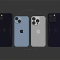 Apple Smartphones In Various Colors Featuring Camera Modules And Sleek Design 3d model