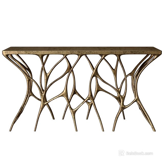Unique Golden Dining Table With Branch Inspired Legs And Artistic Design 3d model 