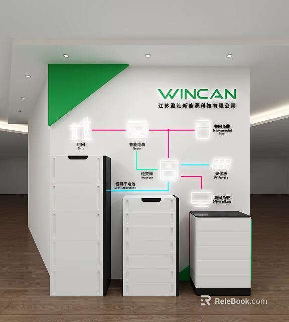 WINCAN Company Background Wall Displaying Power Transmission System Diagrams and Technology 3d model 