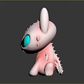Cute Pink Dragon Character With Big Turquoise Eyes Small Wings And Tail
