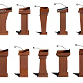 Functional Wooden Podiums With Various Designs And Microphones For Public Speaking