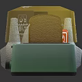 Kitchen Appliances Featuring Green Toaster With Toast Slices And Modern Design