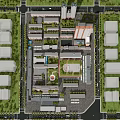 Aerial View Planning of Urban Residential Community With Green Spaces Road Network And Public Facilities