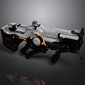 Futuristic Sci Fi Weapon Design With Sleek Silver Black Body Orange Accents and Advanced Structure