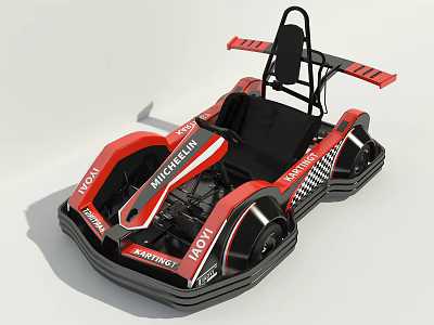 Red And Black Racing Kart Amusement Equipment With Sporty Design For Amusement Parks 3d model