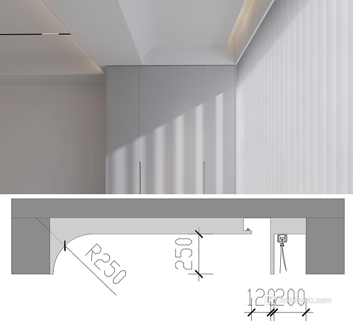 Minimalist Ceiling Design With Recessed Lighting 3d model 
