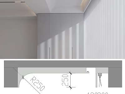 Minimalist Ceiling Design With Recessed Lighting 3d model