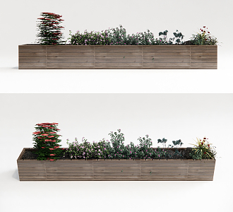 Modern Flower Box Flower Pot Plant Green Plant Flower Plant Box 3d model