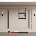 Elegant Modern Interior Wall Paneling With Wall Sconces Framed Art And Herringbone Flooring 3d model