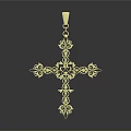 Ornate Golden Cross Pendant With Intricate Filigree Design For Fashion Accessories